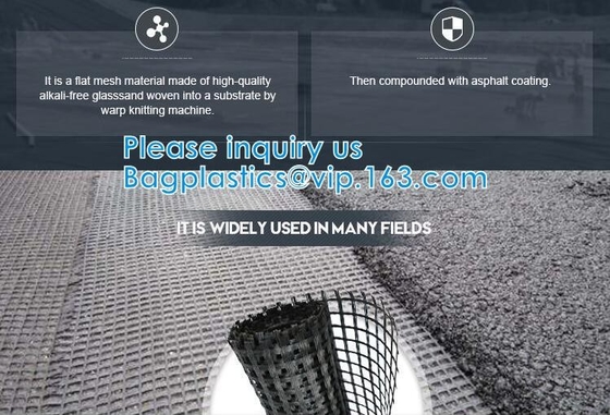 Fiber Geogrid For Road Building Construction Fiberglass Biaxial Geogrid With Nonwoven Geotextile Soil Stabilization