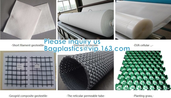 Fiber Geogrid For Road Building Construction Fiberglass Biaxial Geogrid With Nonwoven Geotextile Soil Stabilization