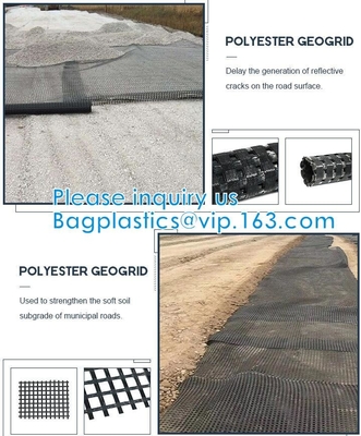 Fiber Geogrid For Road Building Construction Fiberglass Biaxial Geogrid With Nonwoven Geotextile Soil Stabilization