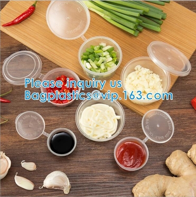 Disposable Sauce Cups With Lid Food Storage Containers Boxes Package Box&amp;Lid Portable Disposable Portable Plastic Cups