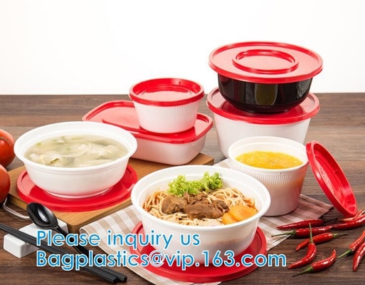 Eco Friendly Disposable Takeaway Food Container Kraft Paper Noodle Bowls Hot Soup Cup With Paper Flat Lid