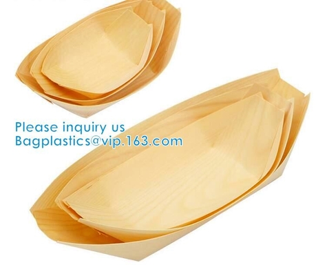 Finger Food - Bowls, &quot;Boat&quot; Biodegradable Wood Promotion - Party Wedding Supplies, 130mm Disposable Sushi/Salad/Dessert