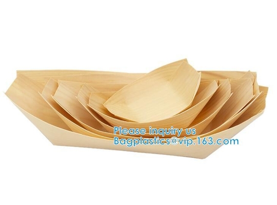 Finger Food - Bowls, "Boat" Biodegradable Wood Promotion - Party Wedding Supplies, 130mm Disposable Sushi/Salad/Dessert