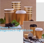 Gold Party Cups, Disposable Coffee Cups With Lids - Insulated Hot Cups To Go - Luxury Glitter Paper Cups
