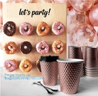 Metallic Party Rose Gold Cups Black Lid Spoon | Rose Gold Party Decorations | Bridal Shower Decorations | Coffee Cups