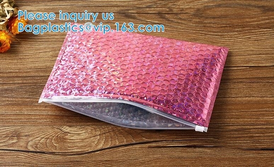 Holographic Metallic Bubble Mailer Gift Packaging Glamour Colorful Silver Shades Foil Cushion Padded Shipping Envelopes