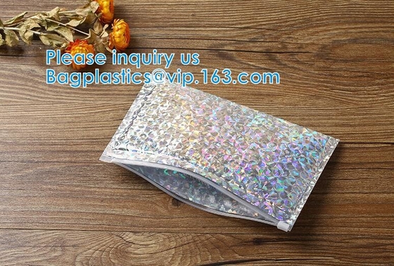 Holographic Metallic Bubble Mailer Gift Packaging Glamour Colorful Silver Shades Foil Cushion Padded Shipping Envelopes