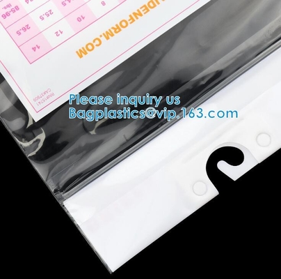 Eco-friendly Hanger Zipper Bag/Rigid Handle Zipper Bag/Hook Handle Poly bag, Hanger Hook Bag For Clothes