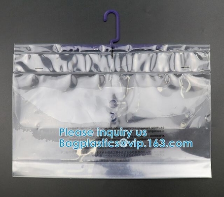 Swimwear Packaging Pouch With K Top, Gusset Bag Bikini Zipper Packaging Bags, Hanger Hook Underwear