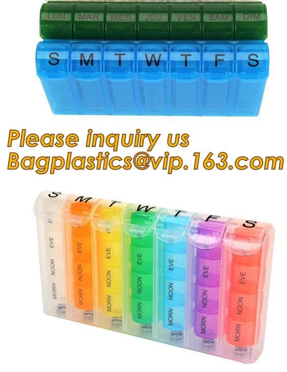 Large Weekly Medication Capsule Pill Box,Fashionable portable pocket size pill box with cover easy open pill box organiz