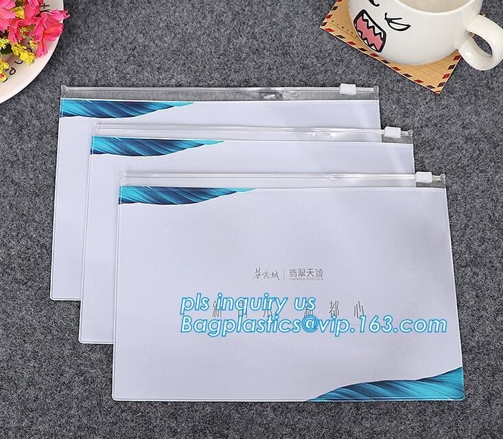 Biodegradable eco-friendly slider k frosted EVA bag, PVC Wash Bag With Slider Zipper, Eco-friendly plastic puller