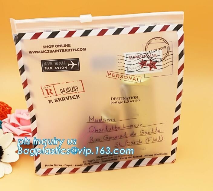 slider k PVC cosmetic bag promotional custom printed plastic bag, Eco-friendly frosted clear pvc plastic garment b