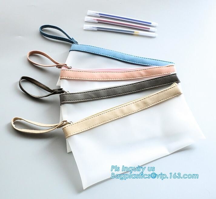 Eco Friendly Silicone Cylinder Zipper Bag, pu book band with elastic band, student pecil bag, Multi-Purpose Clip-On Zipp