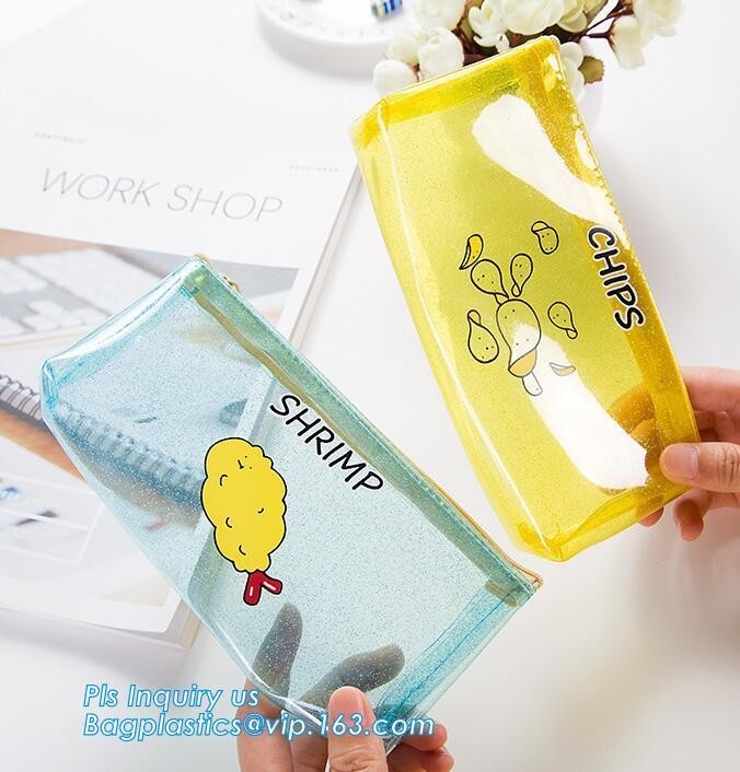 vinyl pvc plastic packaging bags with slider zipper k closure, vinyl pvc zipper pouch,black color slider zipper zi