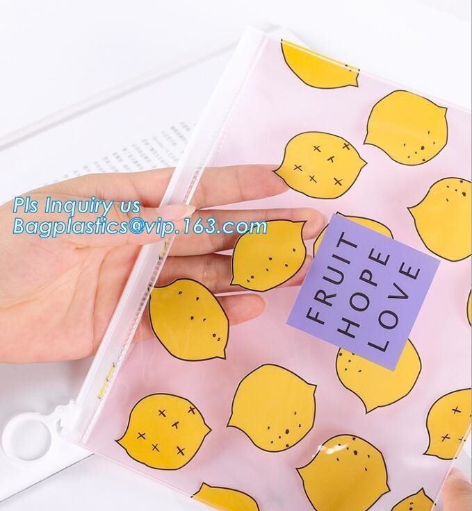 Slider zipper Clear pvc bag for package Vinyl transparent pvc bag cosmetic packing, bottom gusset slider k printed