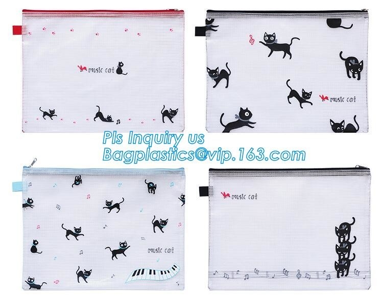 a4 mesh zipper document bag a5 plastic folder for office, Promotional Hot PVC mesh File And Document Bag With Zip Lock