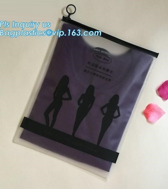 Zipper slider clear custom undergarment packaging bag,top slider zipper bag zipper silver foil garment packaging bag