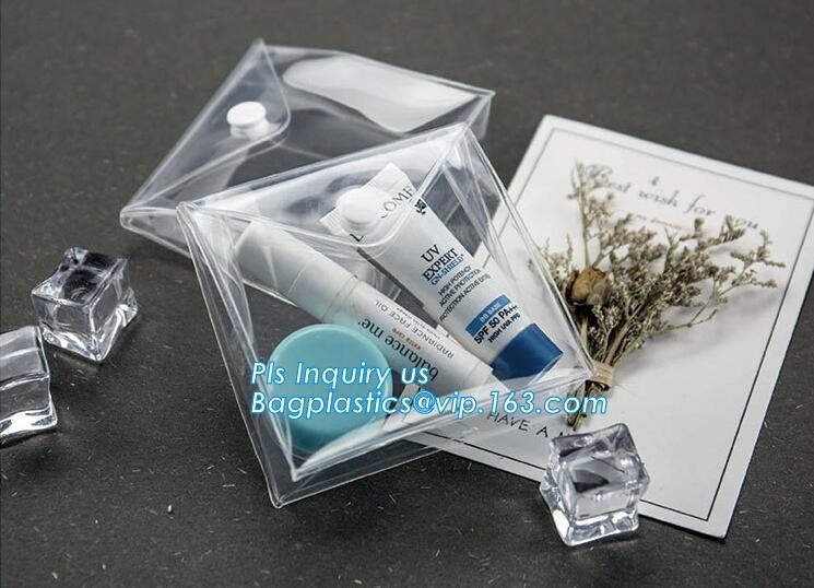 k bags for cosmetic puff automatic slider zipper bag, OEM clear PVC bag/ PVC slider bag/PVC zipper bag, Make Up Or