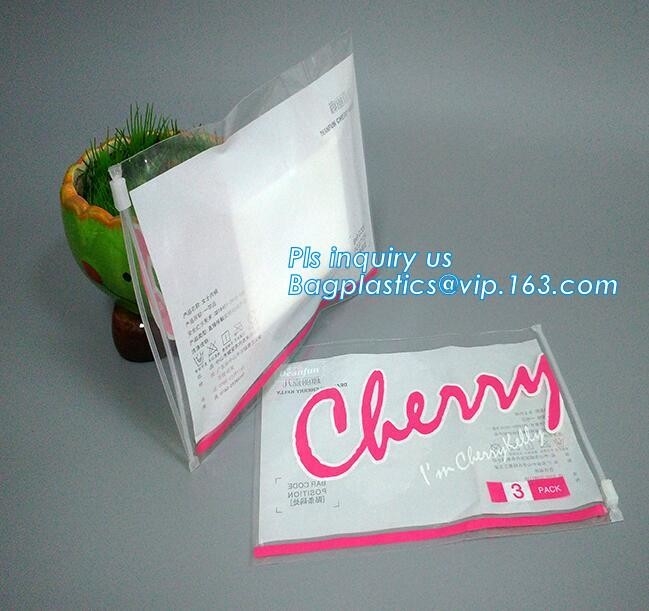 Transparent bottom gusset slider k pvc zipper bags with holding loop, slider biodegradable zipper bag, slider zip