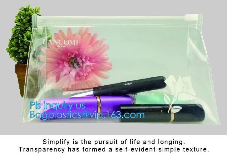 k plastic waterproof bag for swimsuit, slider pvc packing bag for shampoo promotion, Zipper slider clear shopping