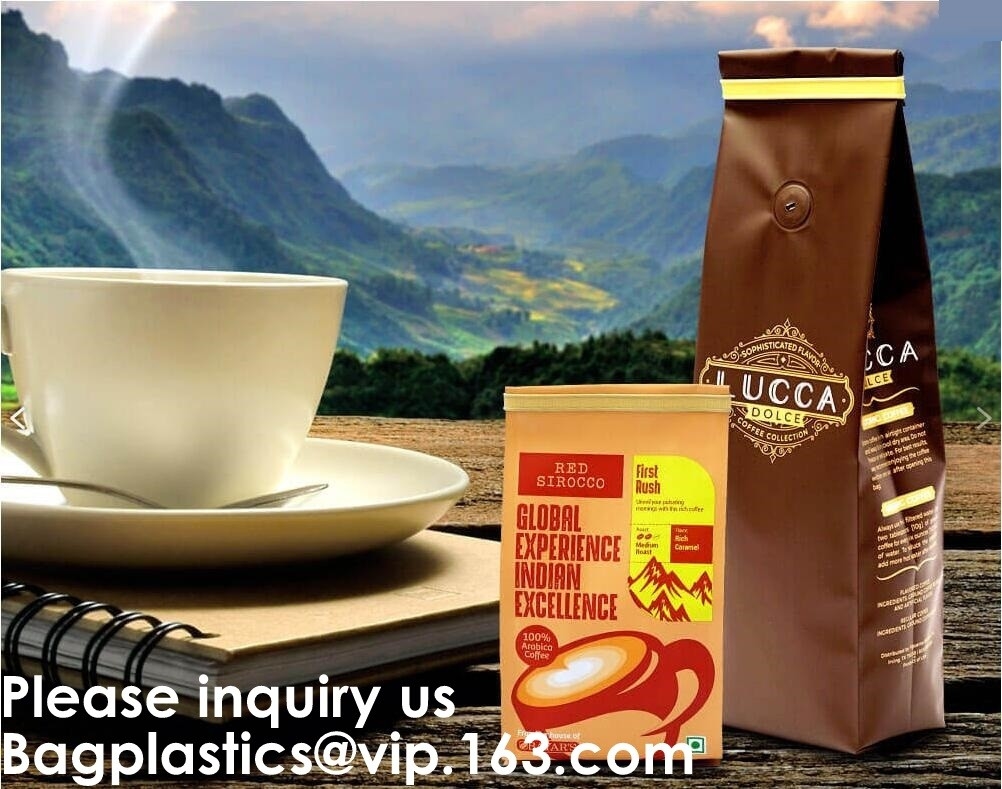 Custom Printed Doypack Resealable k Standing Up Pouches Aluminum Foil Coffee Packaging Bags With Zipper