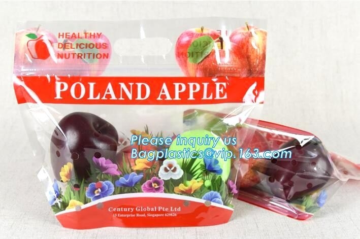 Gusseted Plastic Cherry Bag with Zipper, Barrier Feature Fruit Packing Bag Fresh Protection, Cherries carriage bag