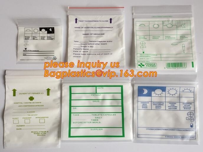 medical packaging plastic sterilized medical k bag, block writable zip lock drug medical envelope bags, packaging