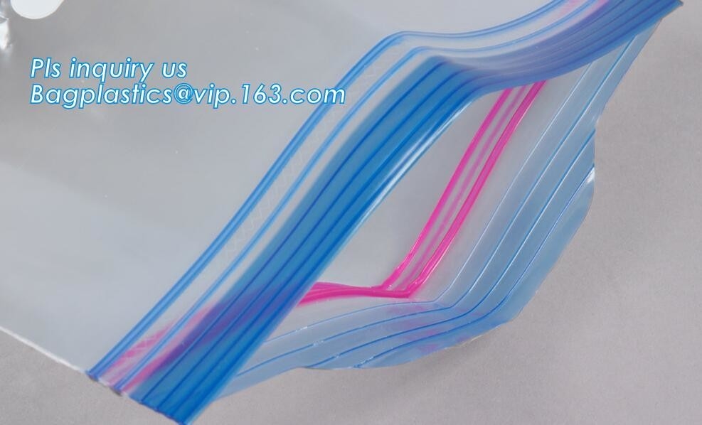 PE Double zipper seal food storage fresh-keeping bags, custom double tracking k bag, Double track plastic moisture