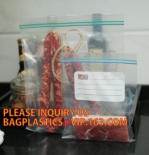 Food grade packing PE transparent custom printed zipper bags with double zipper, Sandwich  baggies food freezer ba