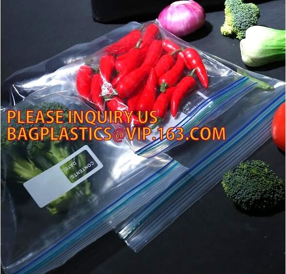Quart Waterproof double color zipper bags food freezer bags, resealable double track k bag for food storage pac ba