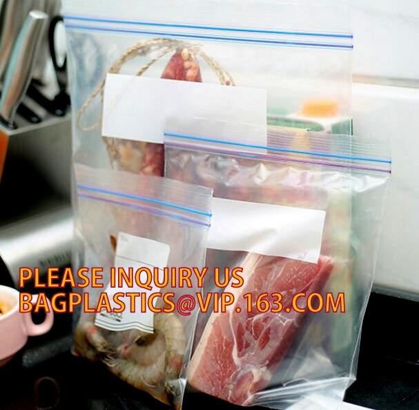 Clear food grade poly custom LDPE plastic k bag with color box packing, LDPE griplock zipper baggies with custom p