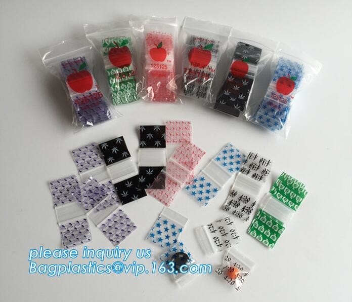 small drug k bag, mini apple bags with green pattern, k zipped lock reclosable plastic poly clear bag, bagea