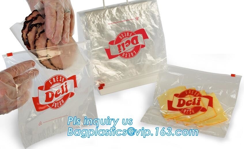 PE slider zipper saddle deli bag, Biodegradable k saddle deli bag, saddle deli slider bag, LDPE Custom Saddle deli