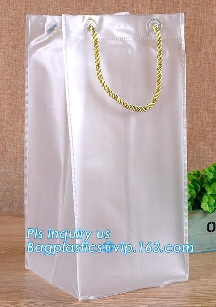 PVC Wine cooler bag chiller Gift bags Thick ice bag, Durable plastic pvc water resistant chiller cooler wine bottle ice