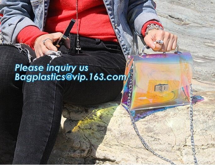 Translucent color fashion PVC handbag, ladies shoulder bag pu/pvc Women Handbags, Womens Clear Tote Bags for Shoulder Cl