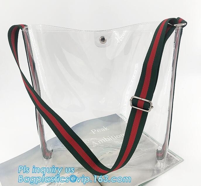PVC summer waterproof transparent jelly beach shopping shoulder bag for women, Women Colorful Soft Candy Color PVC Handb
