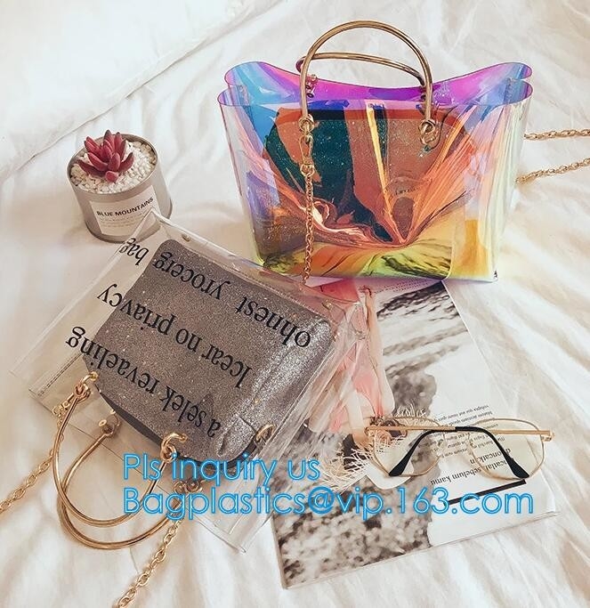 PVC Leisure bag shoulder bag, sports bag, Transparent Tote Bag Clear Shoulder Bag, Economical light-weight pvc travel la