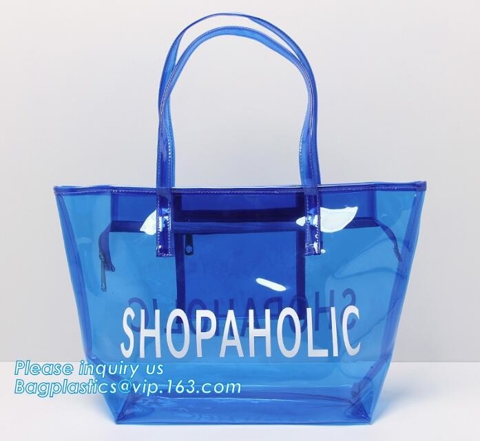 Eco friendly PVC zipper bag/pvc clear bag/PVC handle bag, Clear PVC handle bag, Clear plastic carrier bag, Superior qual