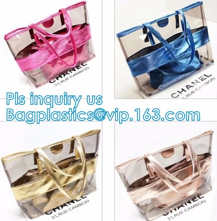 Shinning PVC Metal Chain Girls Fashion Mini Handbags, Fashionable Women PVC tote bags jelly candy handbag, tote shopper