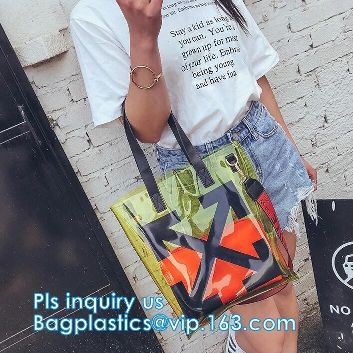 Bow Handle Hanger Zipper Lock Cosmetic Pvc Bag With k, handle bag gift clear vinyl plastic packaging zipper bags w