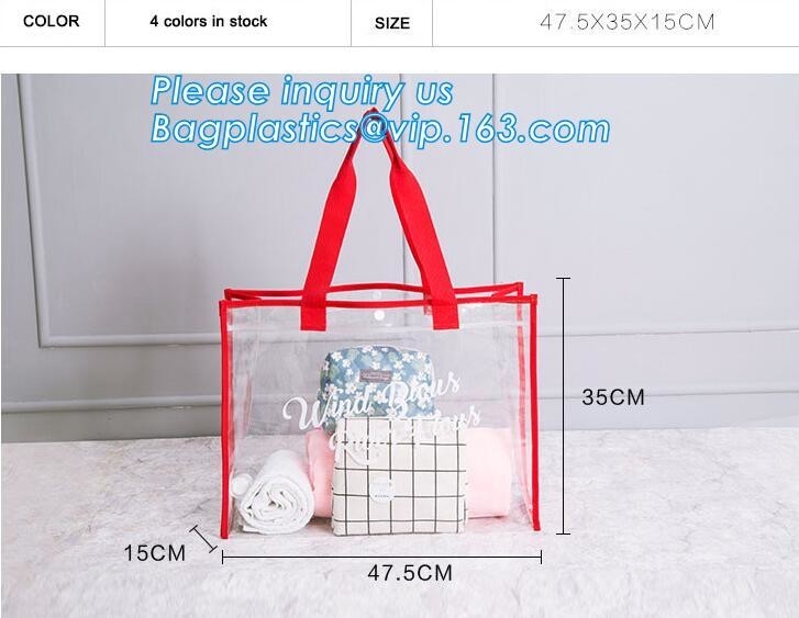 Summer Detachable Women Transparent PVC Handbag Shoulder Bag, handle shoulder strap sand vinyl tote clear pvc beach bag