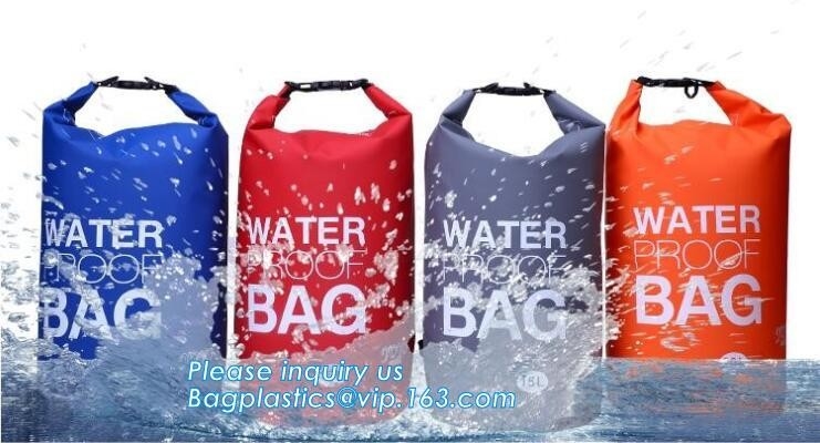 Custom Logo Low MOQ 500D PVC Tarpaulin 40L Outdoor Camping Hiking Climbing Bag Fully Waterproof Dry , Portable foldable