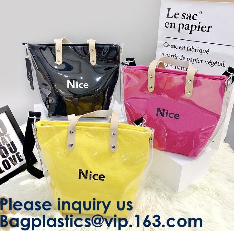 Fashion Ladies Rainbow Hologram Laser PVC Handbag Beach Shoulder Bag Shopping Tote Bag For Women