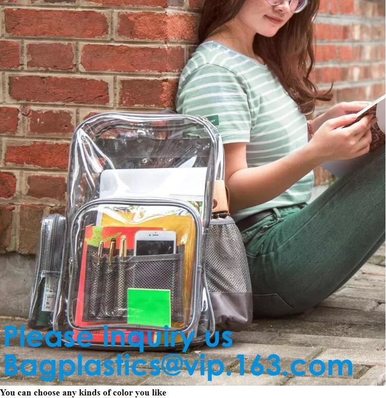 PVC Clear Transparent Plastic School Bag Backpack For Kids Children,Fashion PVC Holographic Lady Strapping School Bag Backpa