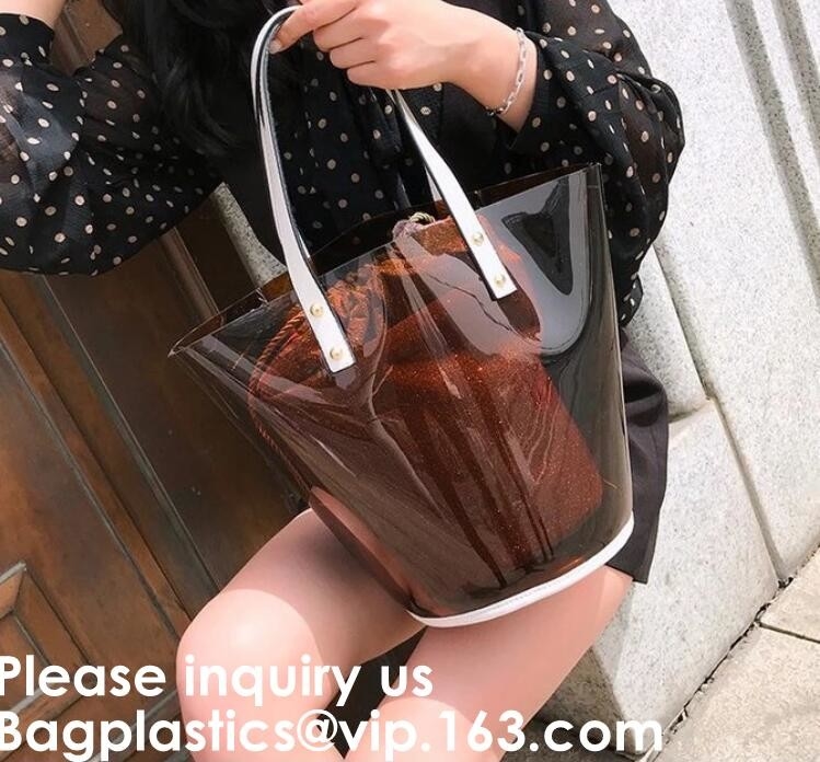 Teen Fashion Clear Plastic Pvc Tote Bag For Girls, Transparent Pvc Tote Bag,Clear PVC Bag Hologram Bag EVA Bag Cosmetic