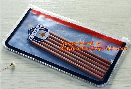 Printed PVC LDPE k bags slider zip lock plastic bag, vinyl toiletry zipper bag pvc slider bag