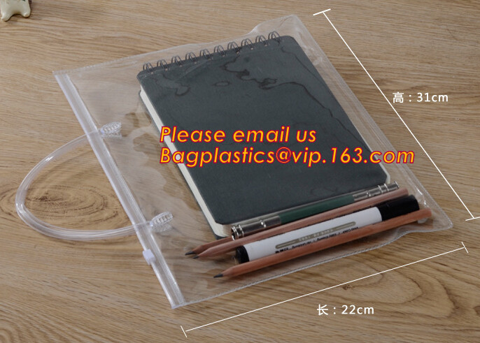 Simple clear Plastic PVC A4 file bag with zipper, pvc k file bag, Custom PP A4 File Bag Document Bag Plastic Zippe
