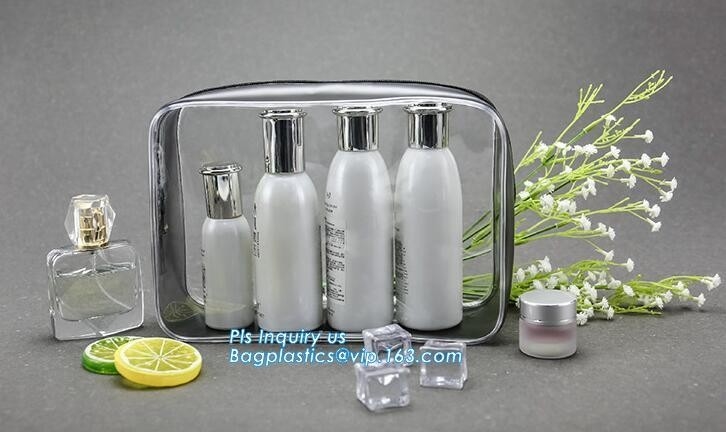 Fashion Packing Cosmetic Bag EVA Pouch, OEM promotional transparent plastic Heat Seal sewing zipper clear pvc cosmetic b