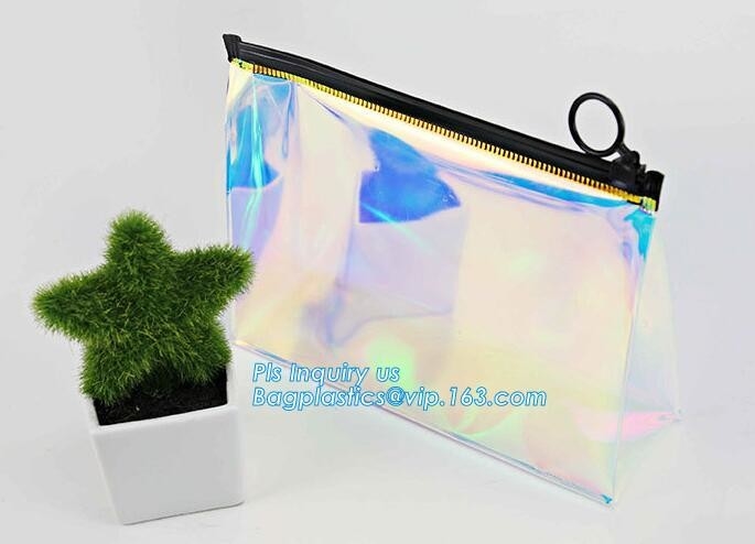 Standup cosmetics packaging PVC Slider bag, cosmetic slider eva zipper bag, Seal Heated PVC slider Cosmetic Bag