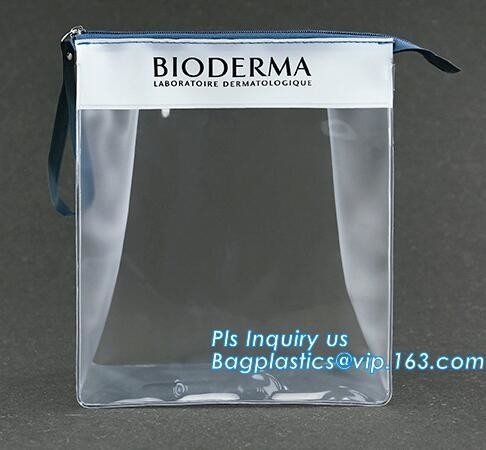 cosmetic zipper bag clothes bags, Slider zipper stand up bag, Plastic Cosmetic Bag with Pink Color Binding Christmas Gif